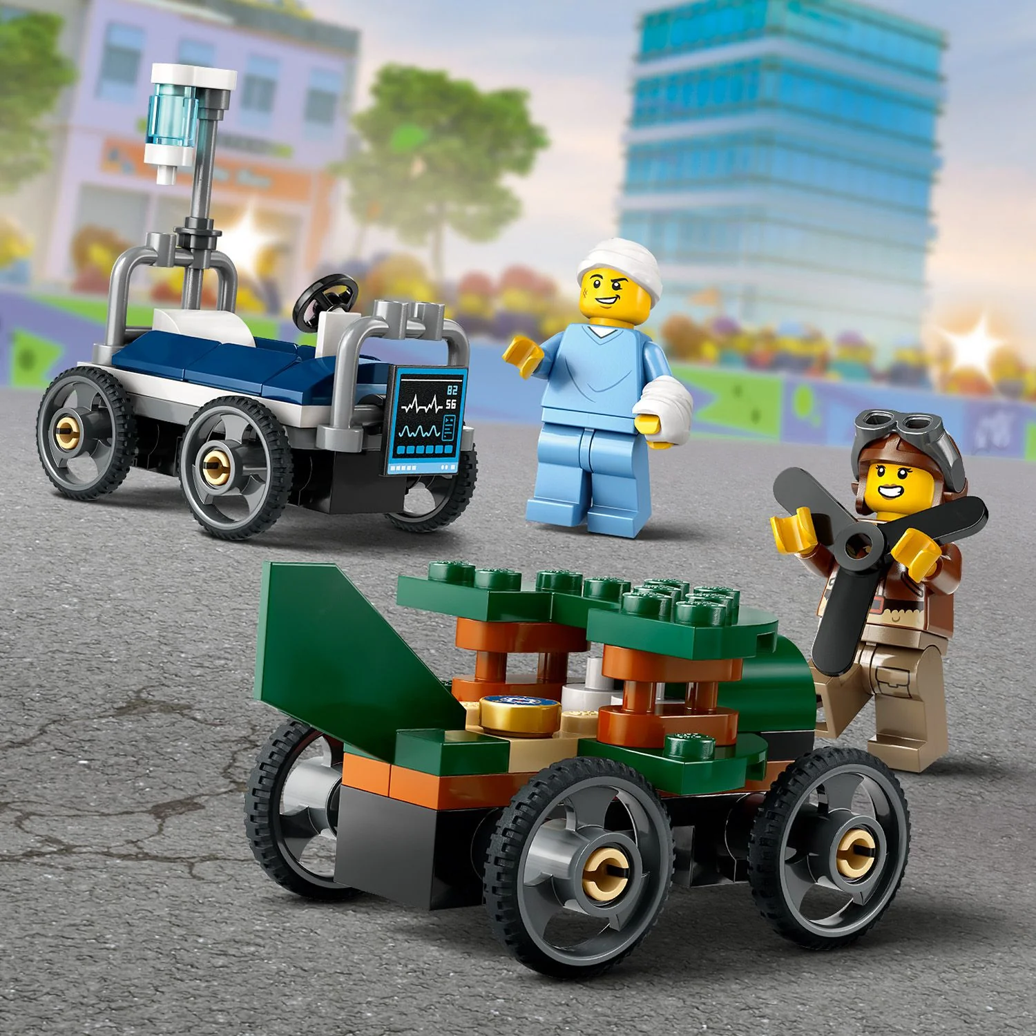LEGO® City Airplane vs. Hospital Bed Race Car Pack - Image 8