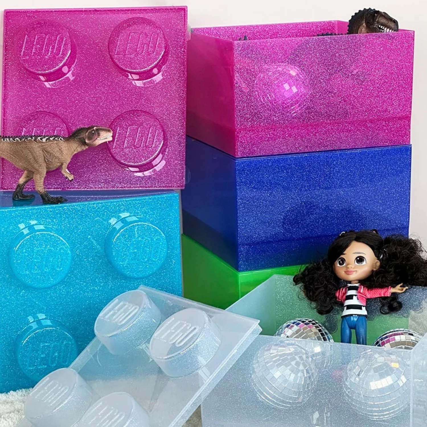 Lego Storage Brick 4 Top Lid - Glitter Violet - Image 6